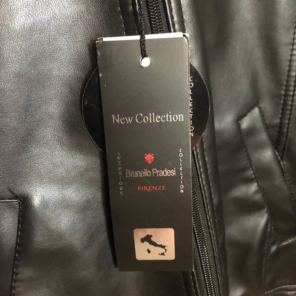 Italian Leather blazer; Florence by - Brunello Pradeshi black soft lambskin. - Picture 3 of 10